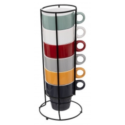 6 TASSES CAPPUCCINO SUR RACK